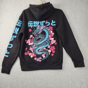 Blossom Dragon Graphic Men/Women Unisex Size Small Black Hoodie Pullover Sweater